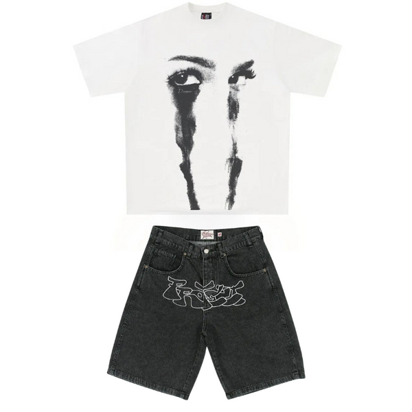 GRAPHIC TEE ´EYES´ & GRAPHIC JORT ´TEXTY´