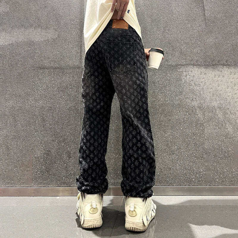 Textured Patterned Streetwear Jeans